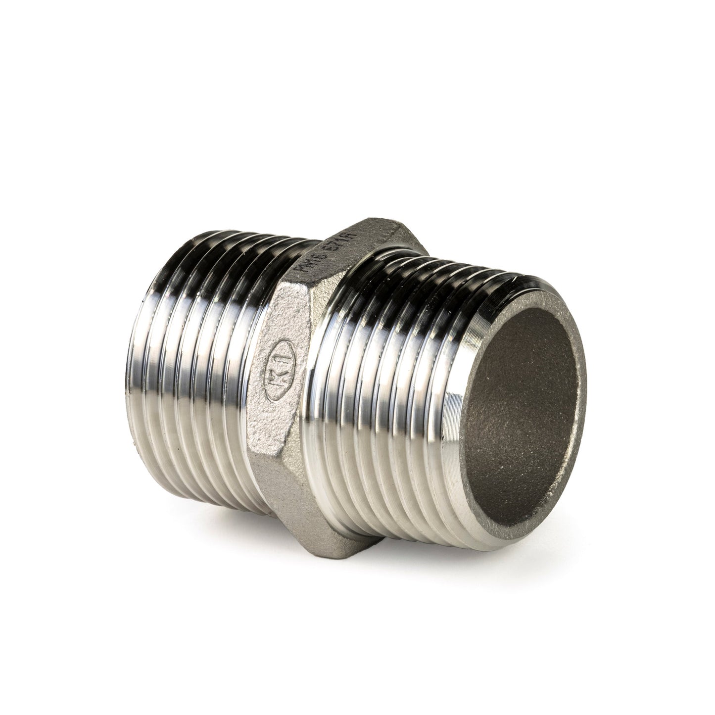 Double nipple, hexagonal, stainless steel 316L, "lost wax", 2x male thread, BSP ¼"