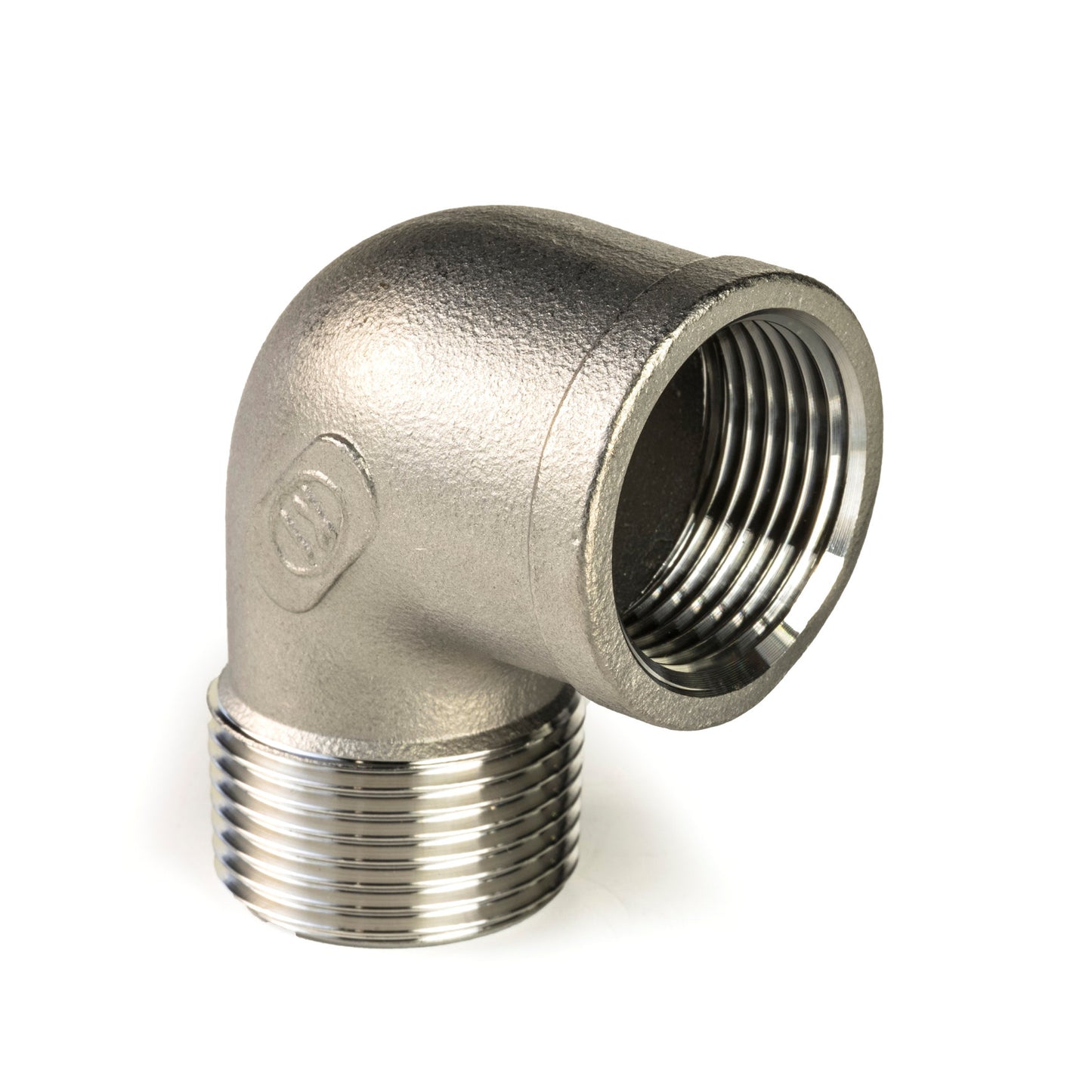 Elbow 90°, stainless steel, "lost wax", female thread x male thread, BSP ¼"