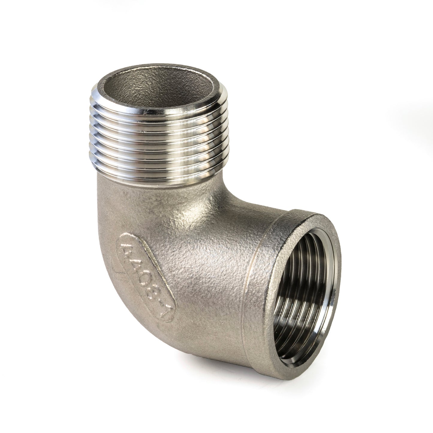 Elbow 90°, stainless steel, "lost wax", female thread x male thread, BSP ¼"