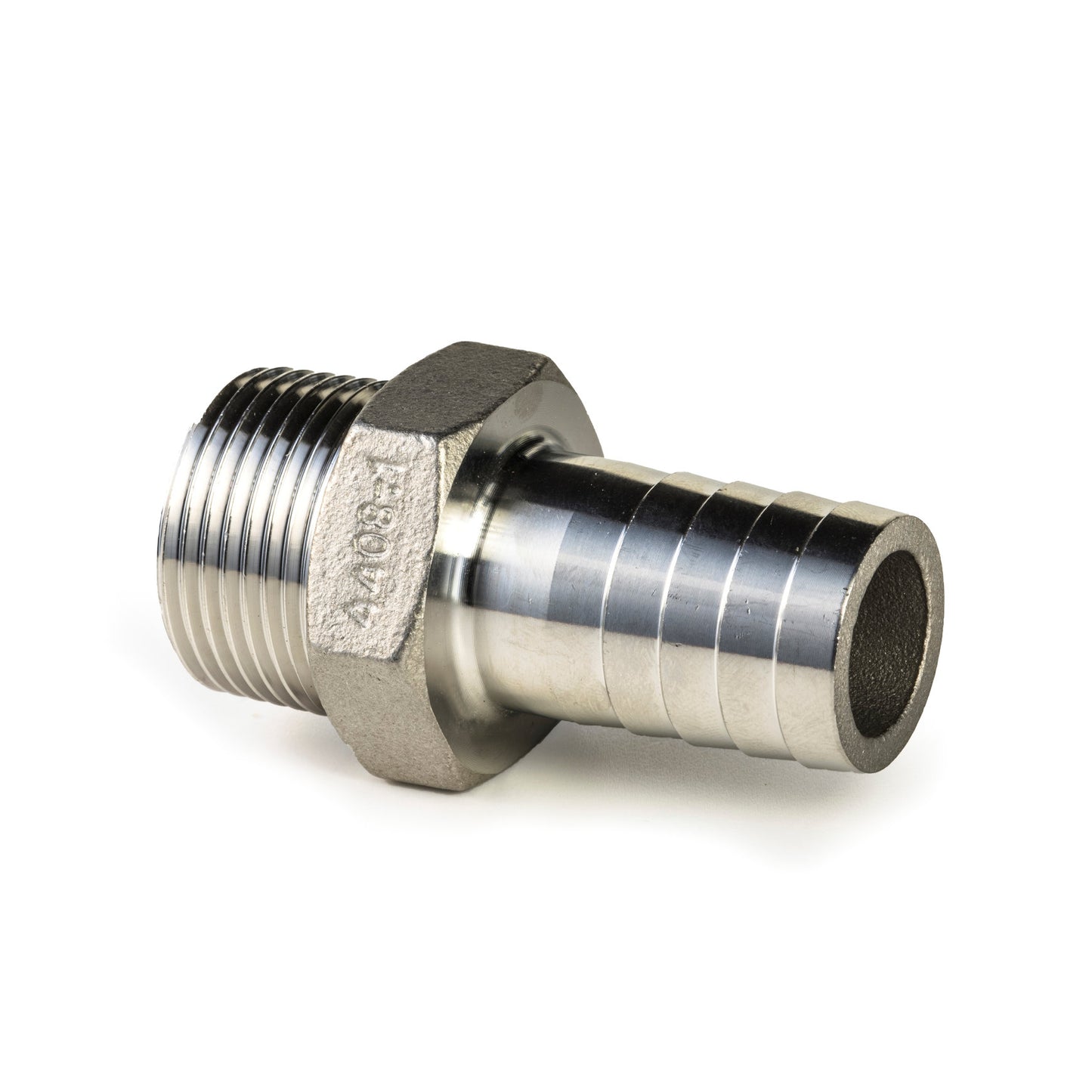 Hose barb, stainless steel, "lost wax", 1x male thread, BSP ¼" x 6.3 mm
