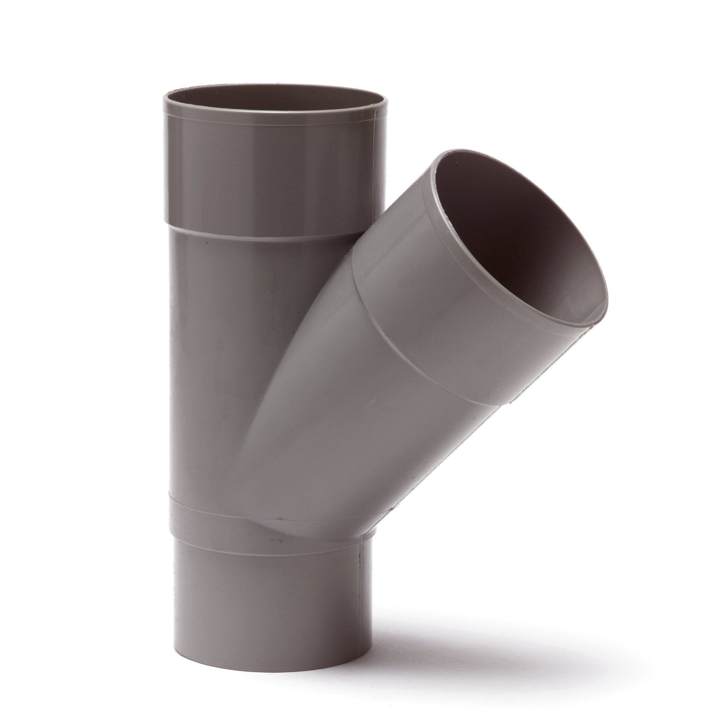 Dyka rainwater T-piece 45°, PVC, 2x internal glue, 1x tapered spigot, grey, 70 mm