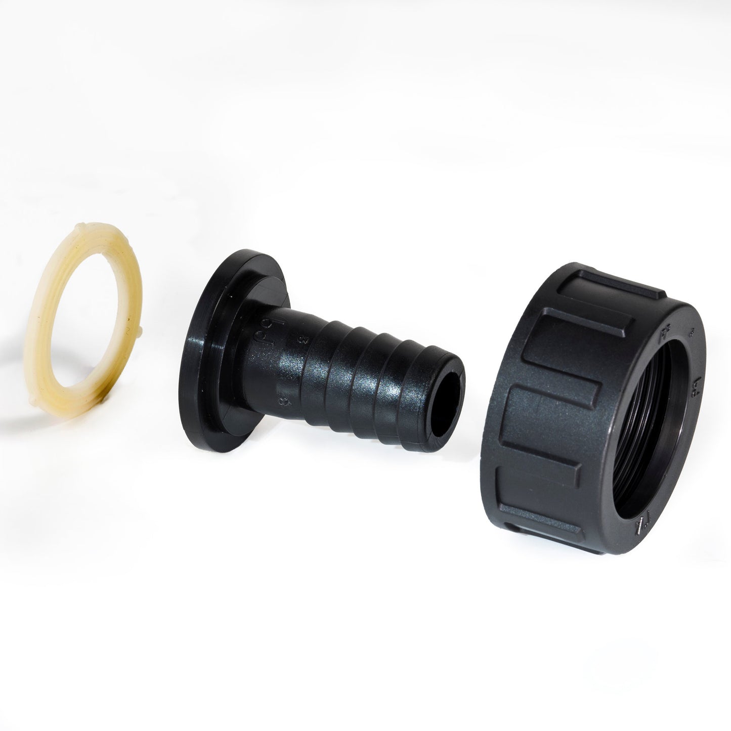 BD hose barb, PP, EPDM, union nut x hose barb, 1" x 19 mm