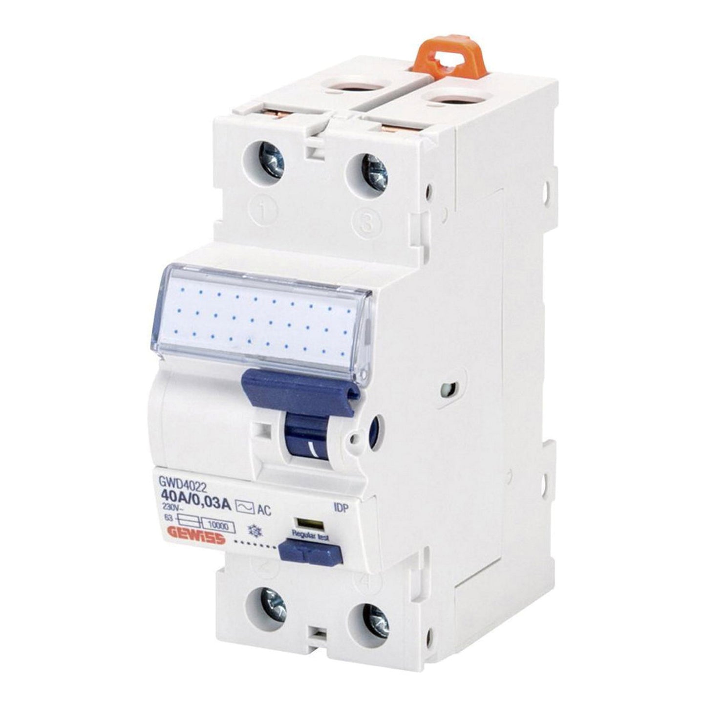 Gewiss residual current circuit breaker, 2-pole, class A, 230 V, 40 A, 30 mA