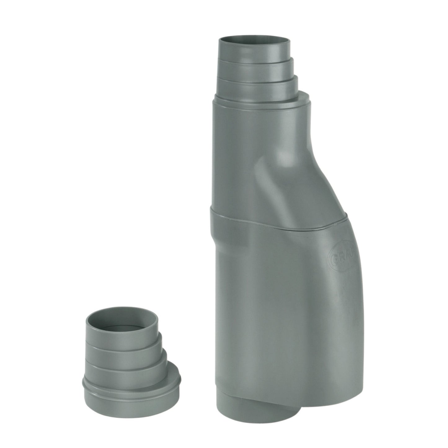 Dyka rainwater downpipe leaf separator, PP, scraper, 1x int. glue, 1x tapered spigot, grey, 100 mm