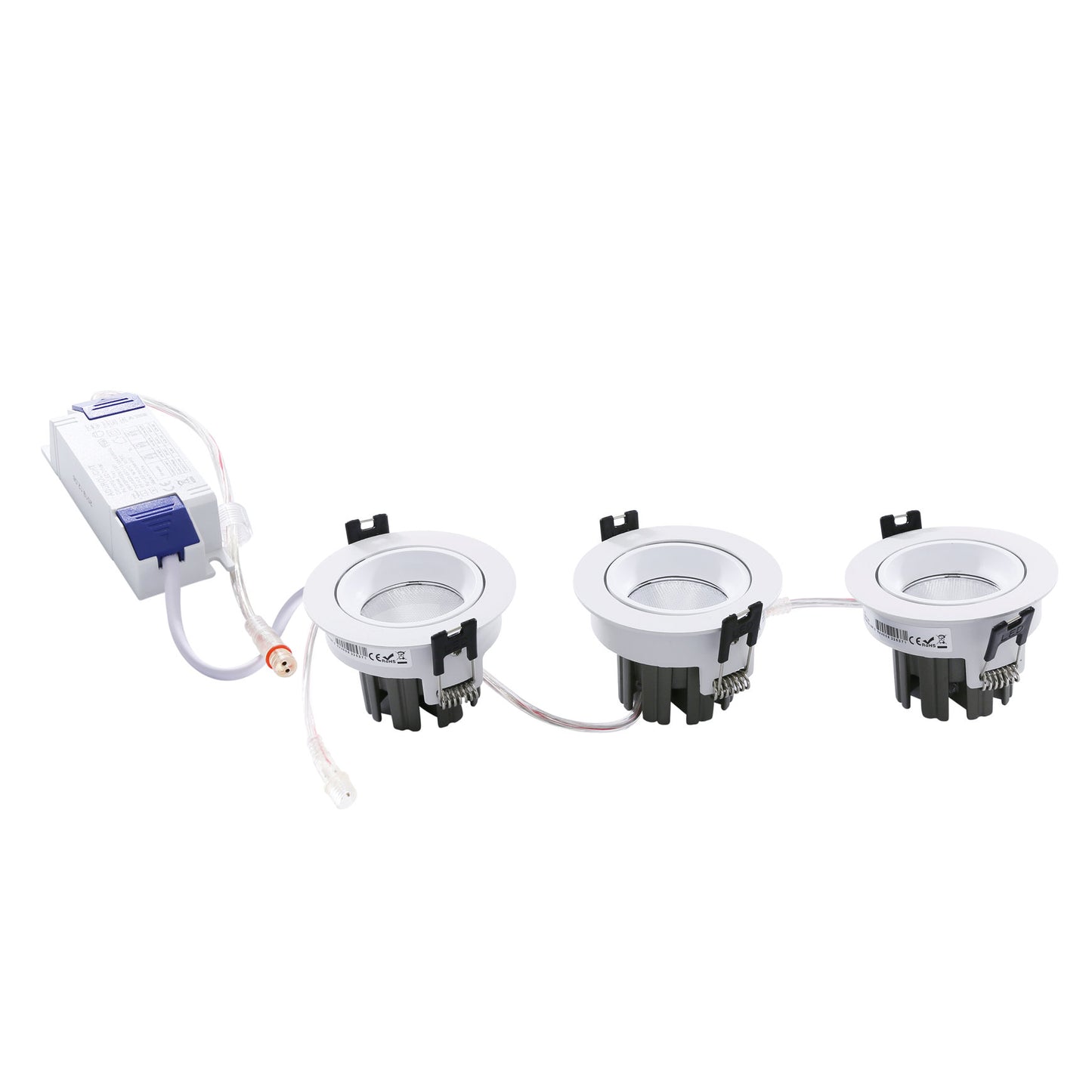 Adurolight® recessed LED spotlight set, Mona, dimmable, 15 W, 2700 K