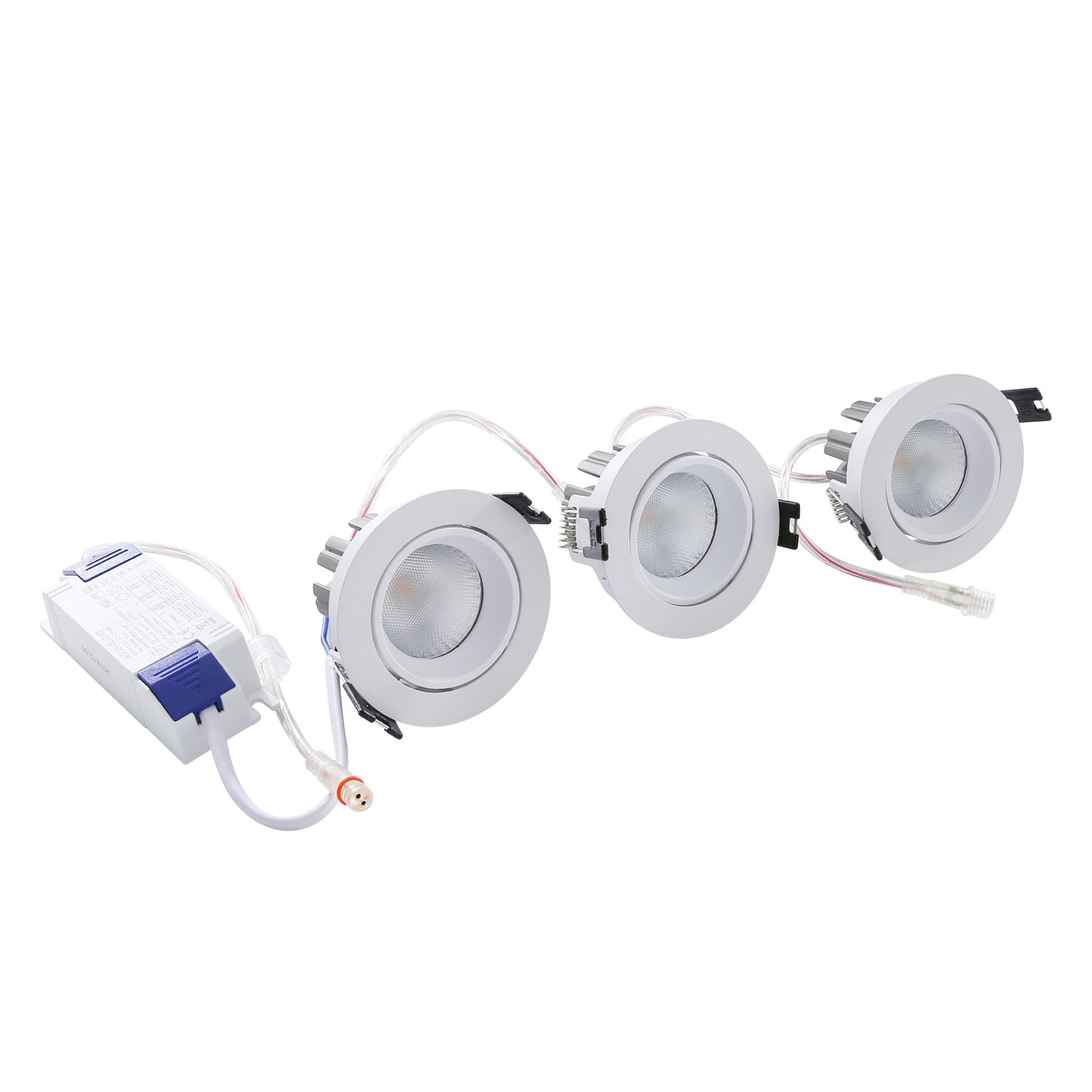 Adurolight® recessed LED spotlight set, Mona, dimmable, 15 W, 2700 K