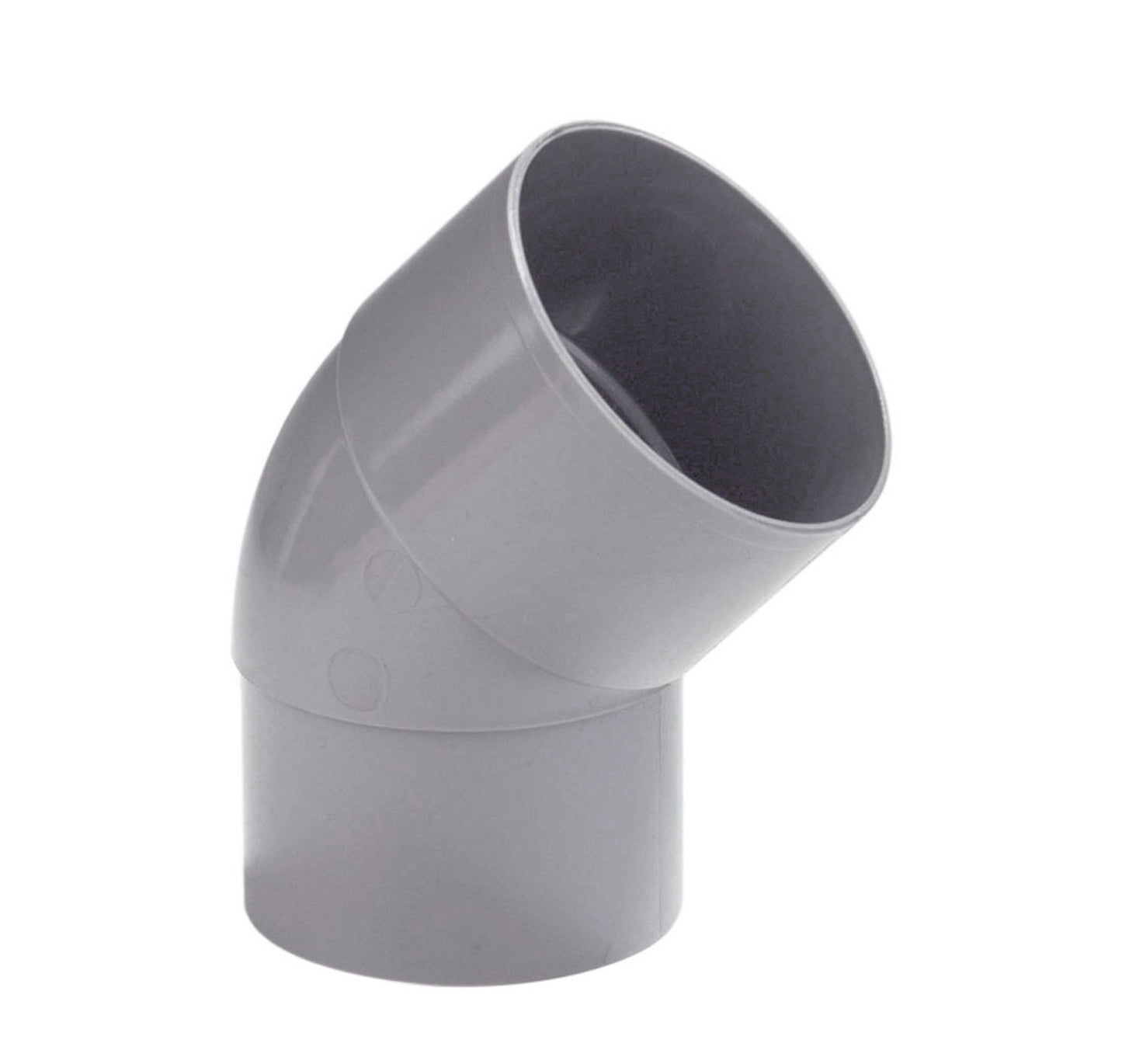 Dyka rainwater downpipe bend 45°, PVC, internal glue x tapered spigot, grey, 80 mm
