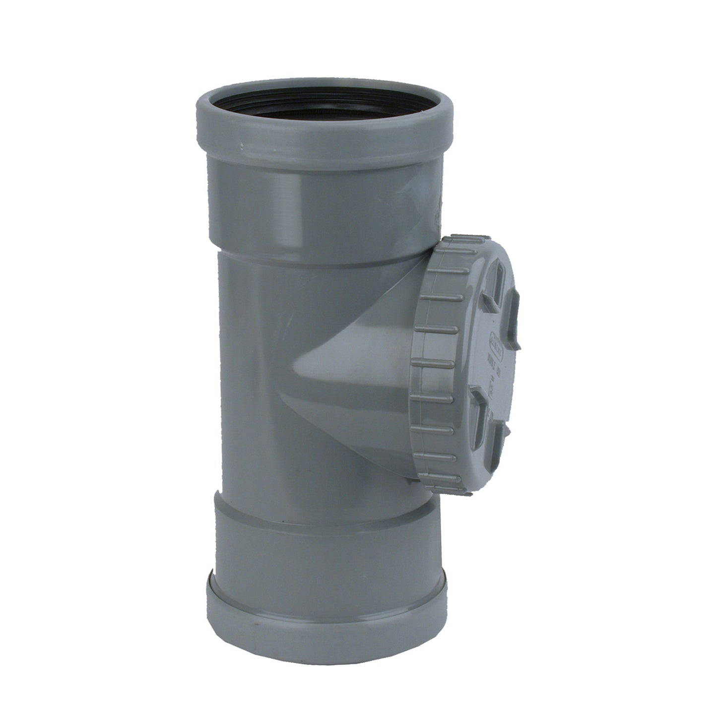 Wavin access piece with screw cap, PVC, 2x cuff, grey, KOMO, SN4, 125 mm
