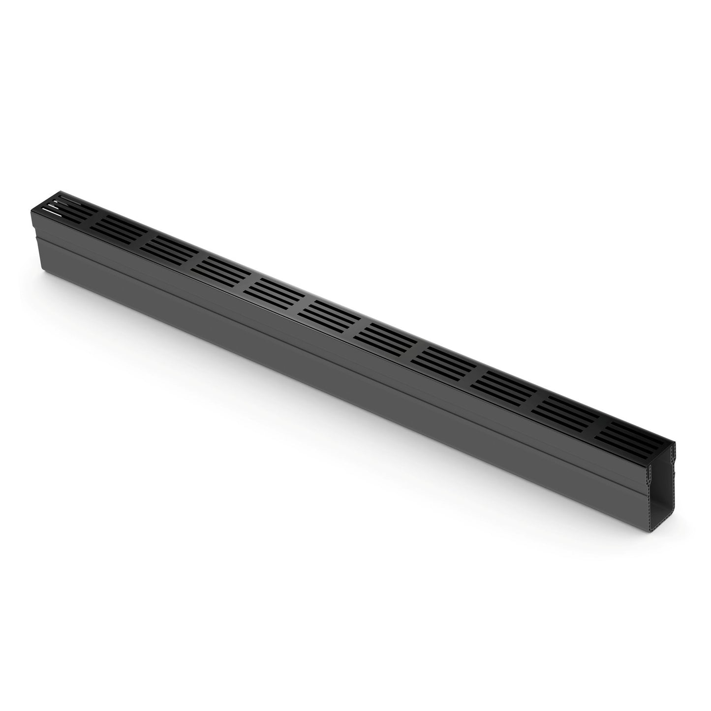 ACO drainage channel, type Slimline, PVC, incl. black aluminium design grating, A15, 100x6.1x10 cm