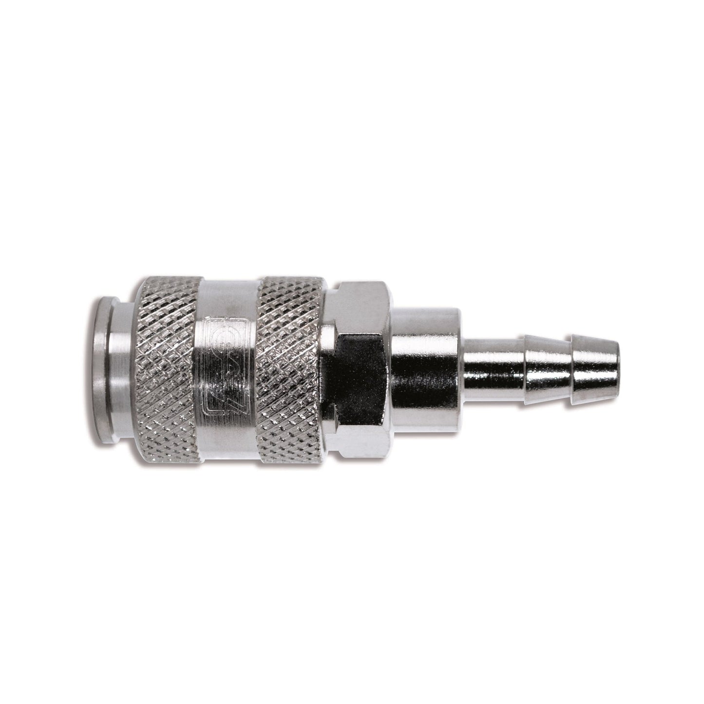 Quick coupling with hose barb, chrome-plated brass, 6 mm