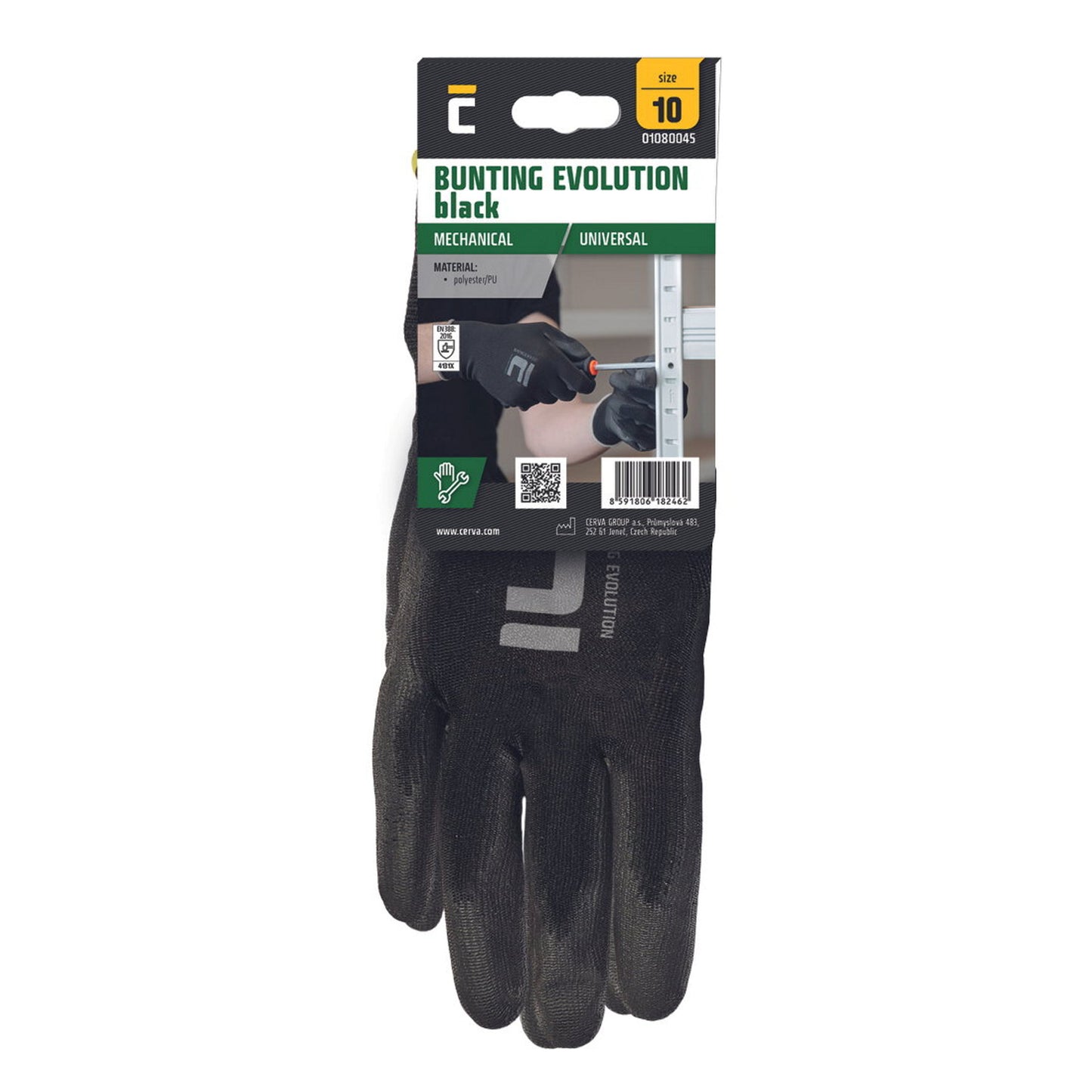 Bunting Black Evo work gloves, size 10, 1 pair