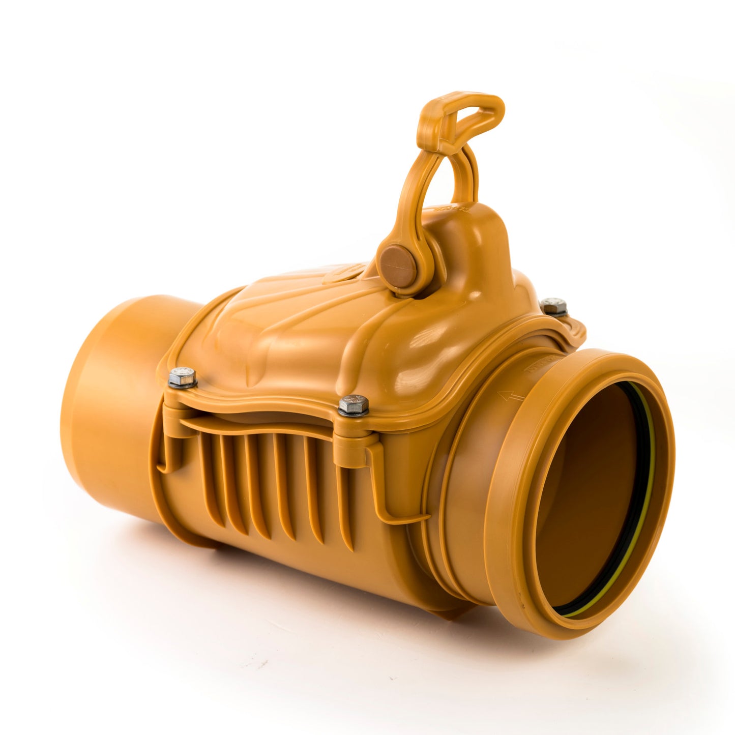 Karmat access piece + stainless steel check valve and lock, PP, cuff x spigot, red brown, 110 mm