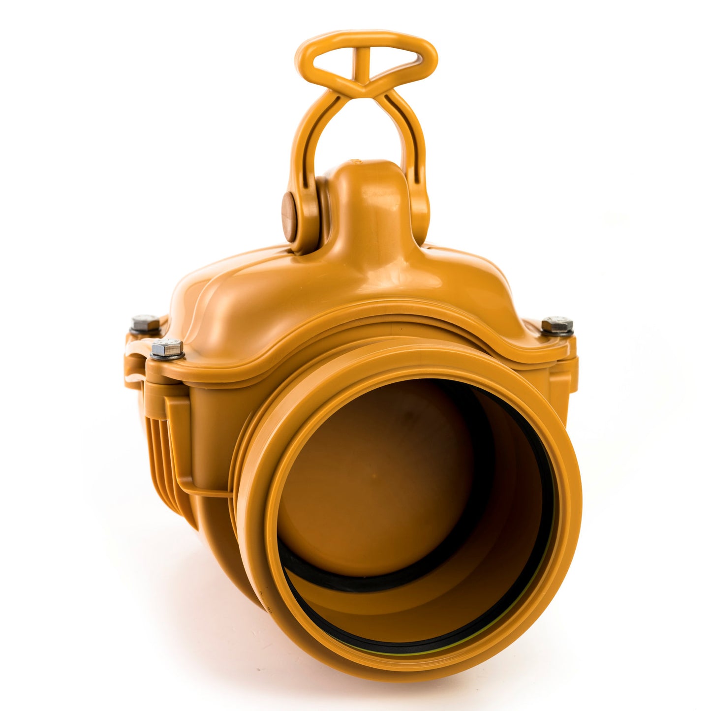 Karmat access piece + stainless steel check valve and lock, PP, cuff x spigot, red brown, 110 mm