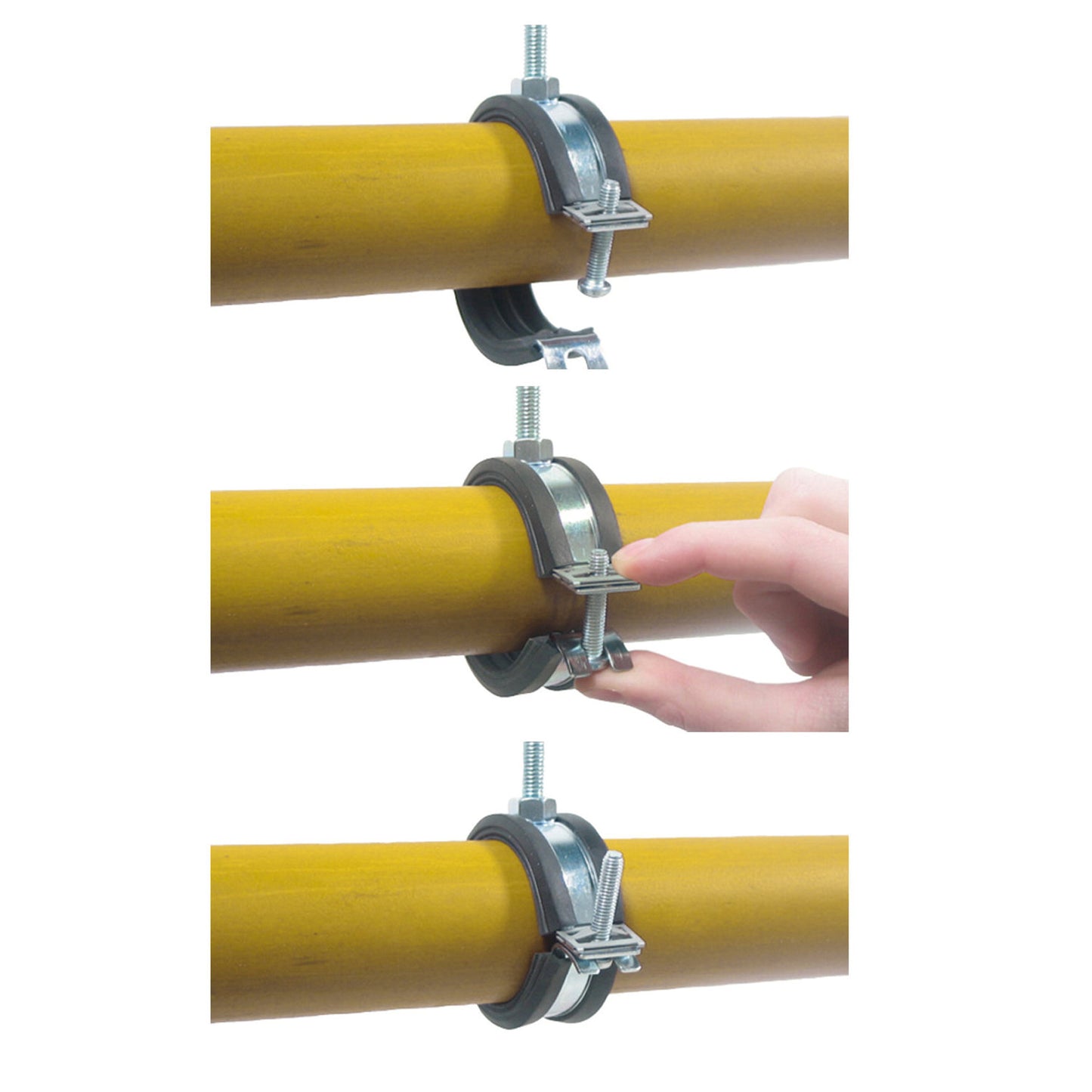 BISMAT Flash steel quick-close bracket, electrolytically galv., M8, for metal pipe d = 59 - 63 mm
