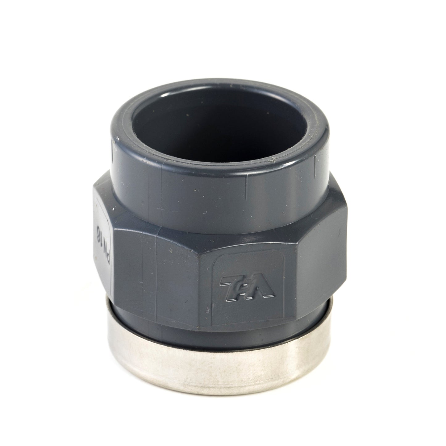 VDL threaded piece, PVC, internal glue x fem. thread, 16 bar, type B, 32 mm x 1", + reinf. ring