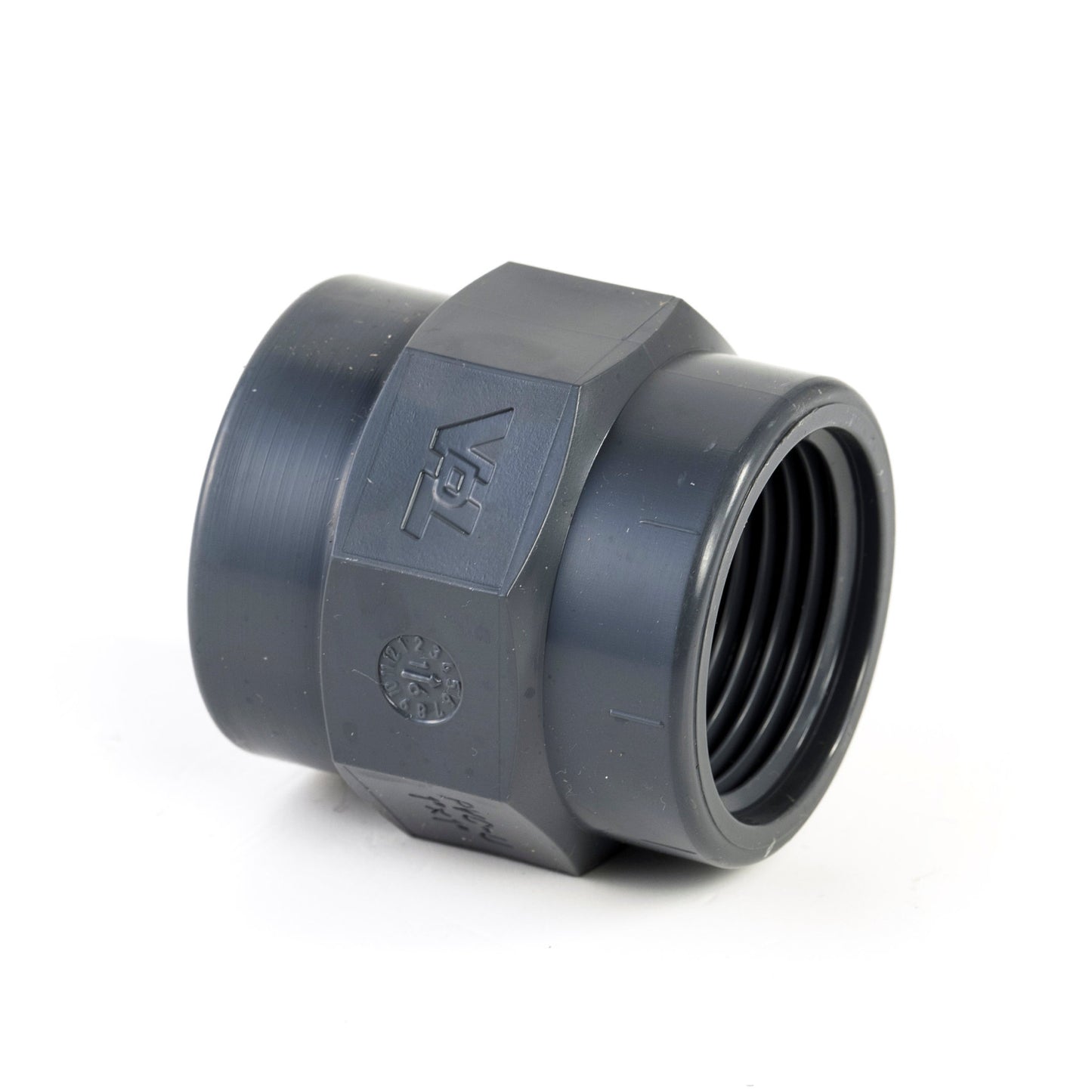 VDL threaded socket, PVC, 2x female thread, 10 bar, 1½" x 1½"