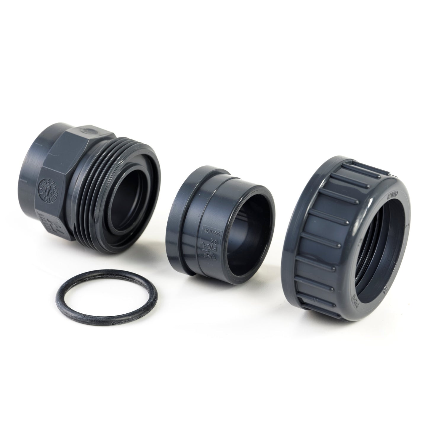 VDL 3-piece coupling, PVC, 2x internal glue, 16 bar, 63 mm, type A