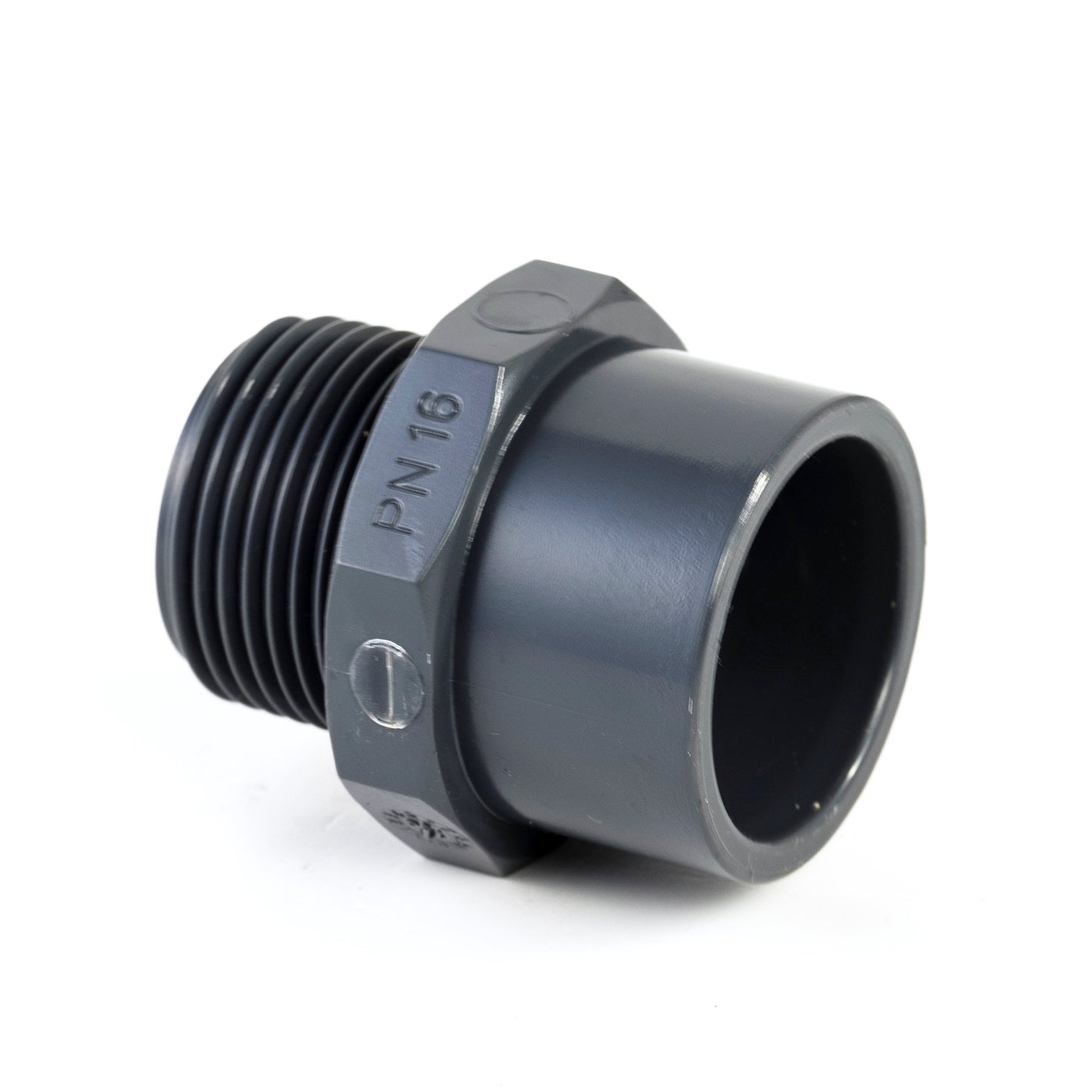 VDL threaded socket, PVC, internal glue x male thread, 16 bar, 32/40 mm x 1"