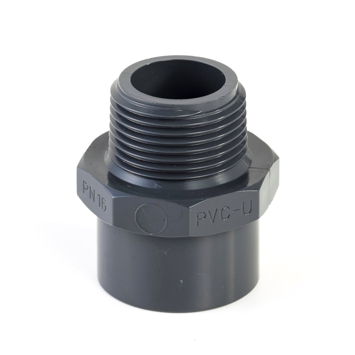 VDL threaded socket, PVC, internal glue x male thread, 16 bar, 32/40 mm x 1"