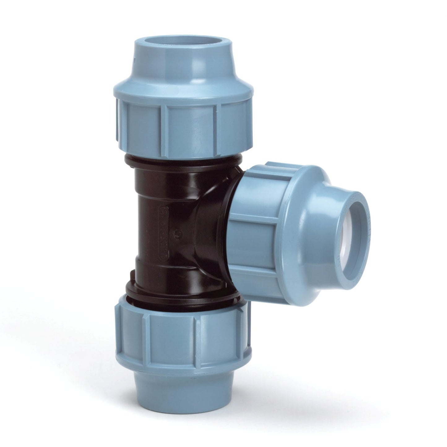 Unidelta T-piece 90°, PP, 3x clamp, Kiwa, 16 bar, 32 mm