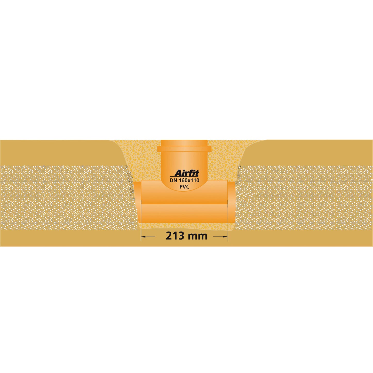 Airfit branch saddle, internal glue x cuff, PVC, red-brown, 90°, 125 x 110 mm