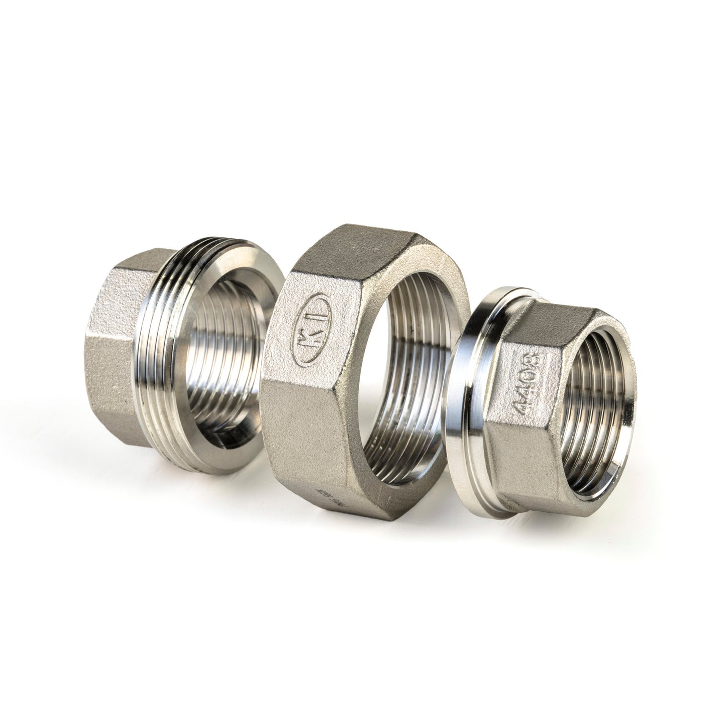 Coupling, conical, stainless steel, "lost wax", 2x female thread, BSP 1½"