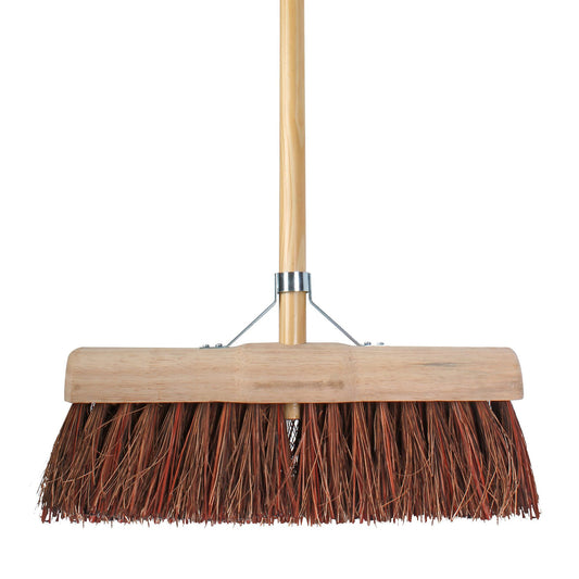 Talen Tools municipal broom, round hood, natural fibre bristles, 45 cm, handle 160 cm
