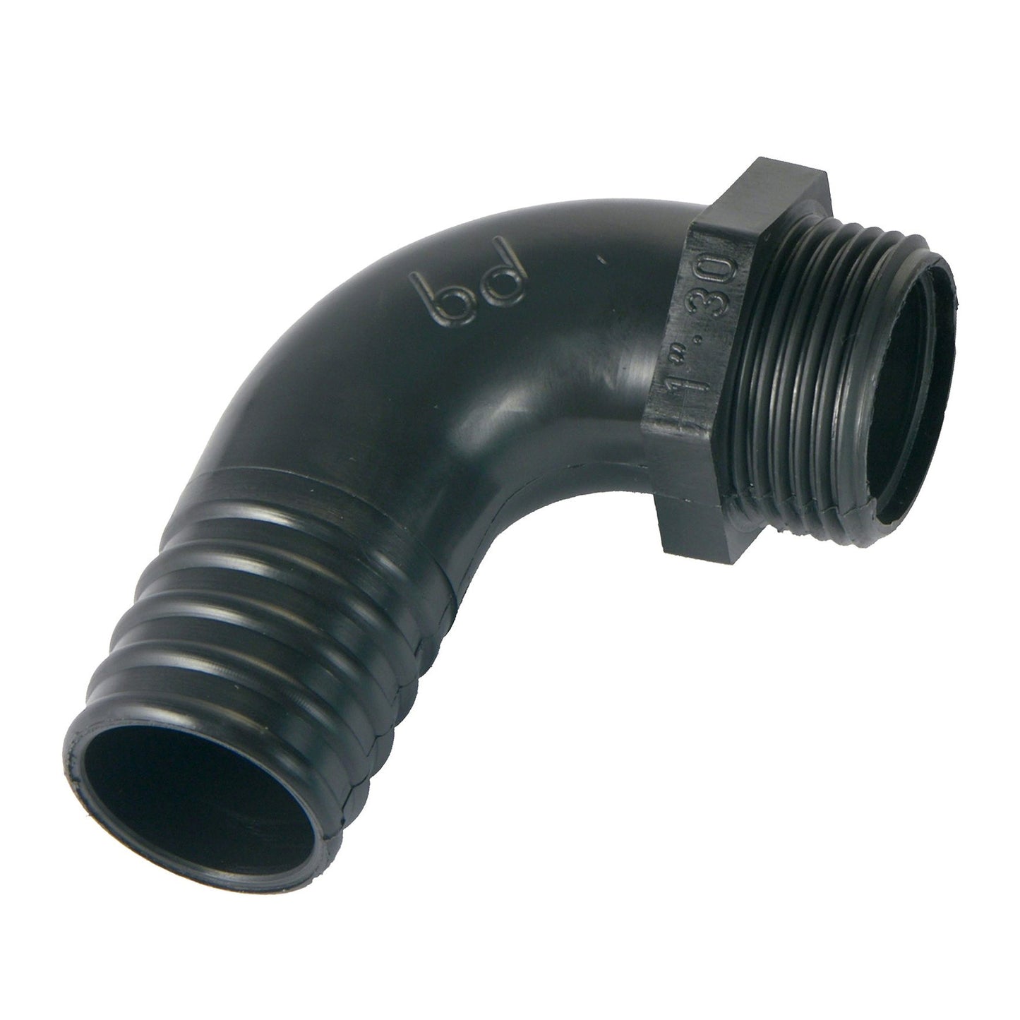 BD hose barb, PP, bend 90°, male thread x hose barb, 1" x 19 mm