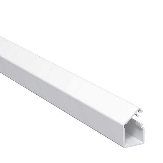 OBO mini cable duct, type MD12, with adhesive film and hinged lid, 12,5 x 12,5 x 2000 mm, pure white