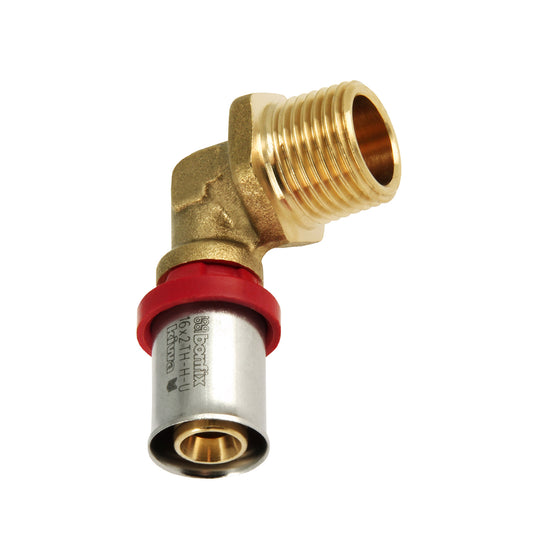 Bonfix Alu press threaded elbow 90°, press x male thread, Kiwa, 20 mm x ¾"