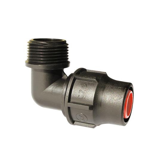 Palaplast elbow, clamp x male thread, 16 mm x ¾"