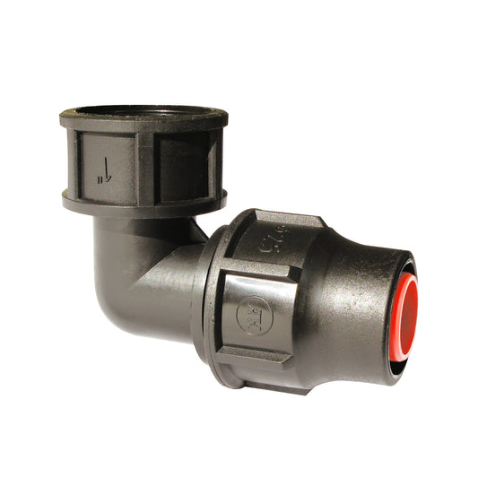 Palaplast elbow, clamp x female thread, 16 mm x ¾"