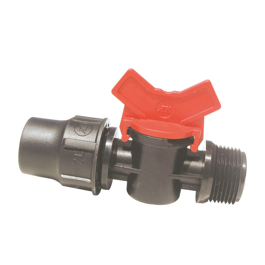 Palaplast coupling with valve, clamp x male thread, 16 mm x ¾"