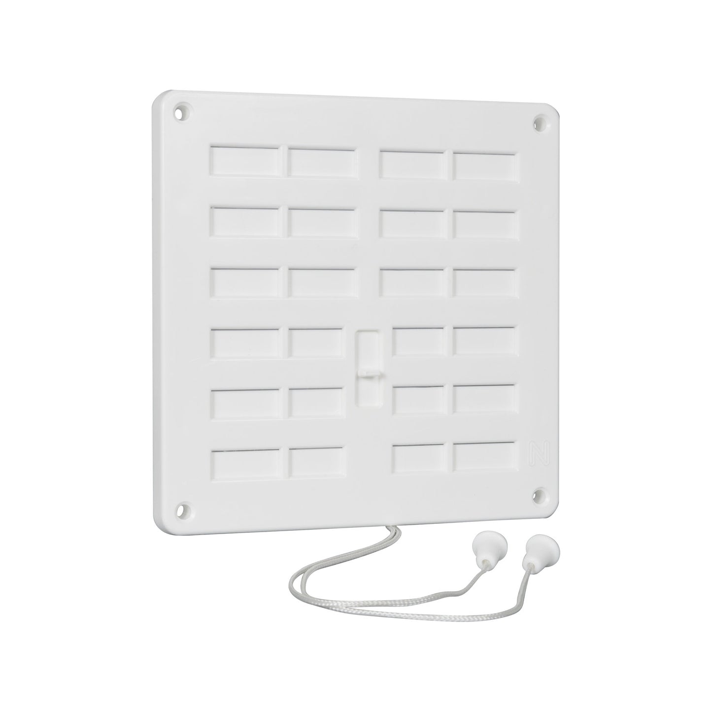 Nedco sliding grille with drawstring, PS, 160 x 160 mm, white
