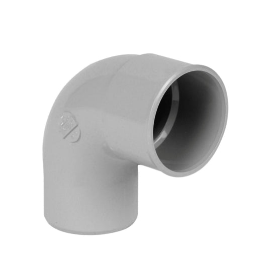 Nicoll Techtan rainwater bend 87°, PVC, internal glue x tapered spigot, light grey, RAL 7047, 80 mm