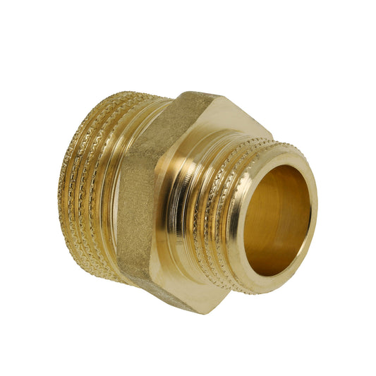 Bonfix double reducing nipple, brass, 2x male thread, ½" x ¼"