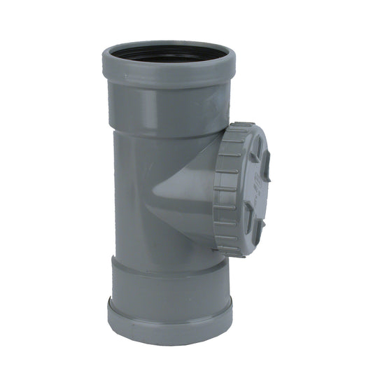 Wavin access piece with screw cap, PVC, 2x cuff, grey, KOMO, SN4, 125 mm