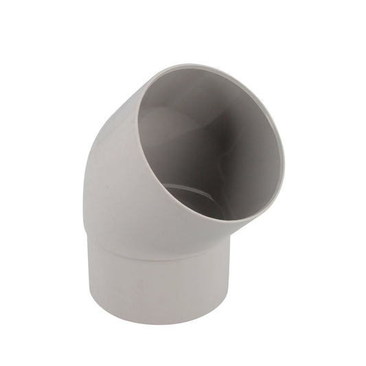 Nicoll Techtan rainwater bend 45°, PVC, internal glue x tapered spigot, light grey, RAL 7047, 80 mm