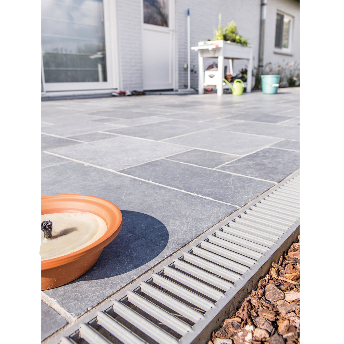 Pe Channel ACO drainage channel, type Hexaline, PE, with galvanized slotted grati ...