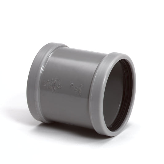 Wavin repair socket, PVC, 2x cuff, grey, KOMO, SN4, 125 mm
