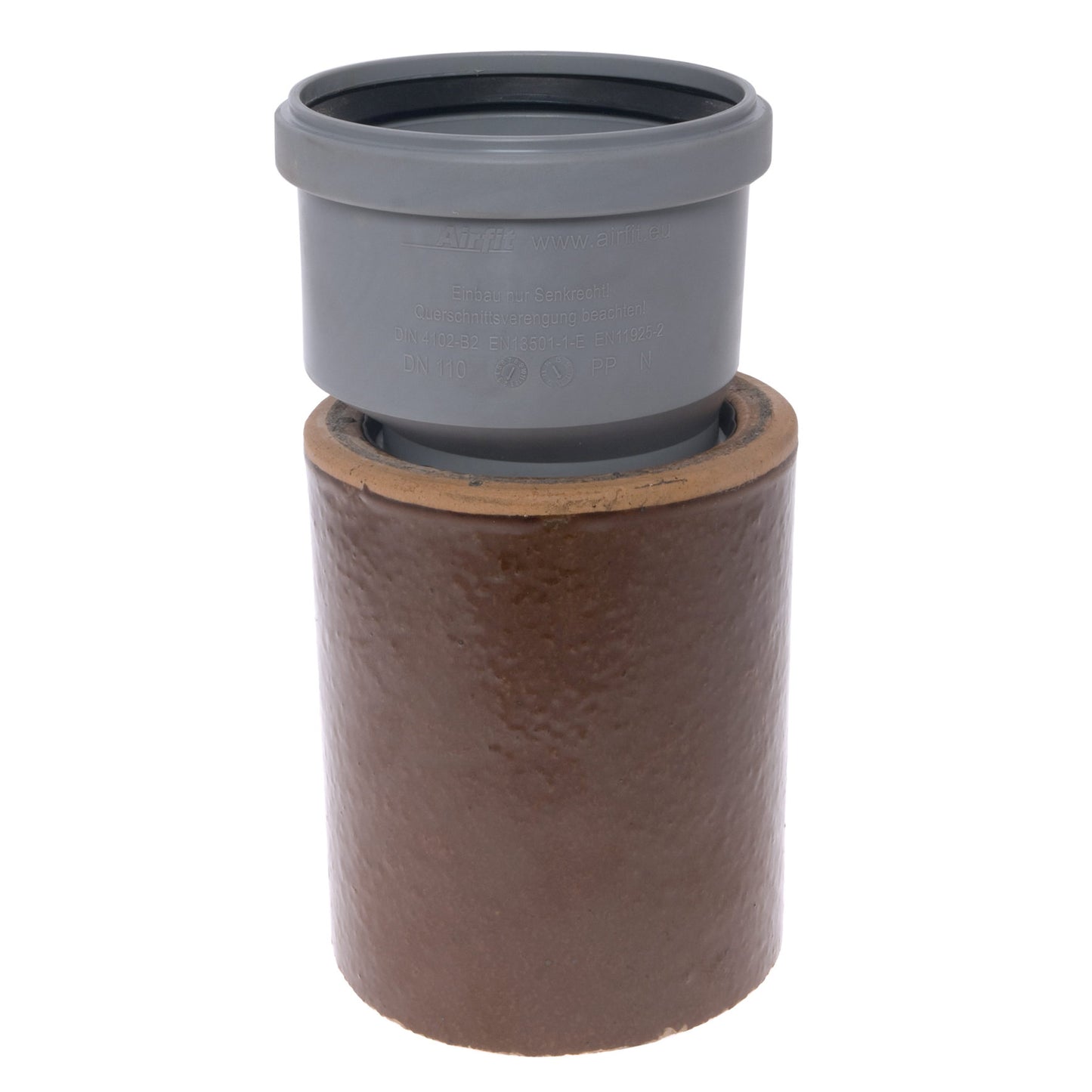 Airfit insert, PP, eccentric, tapered spigot/2x cuff, grey, 110 x 110 mm