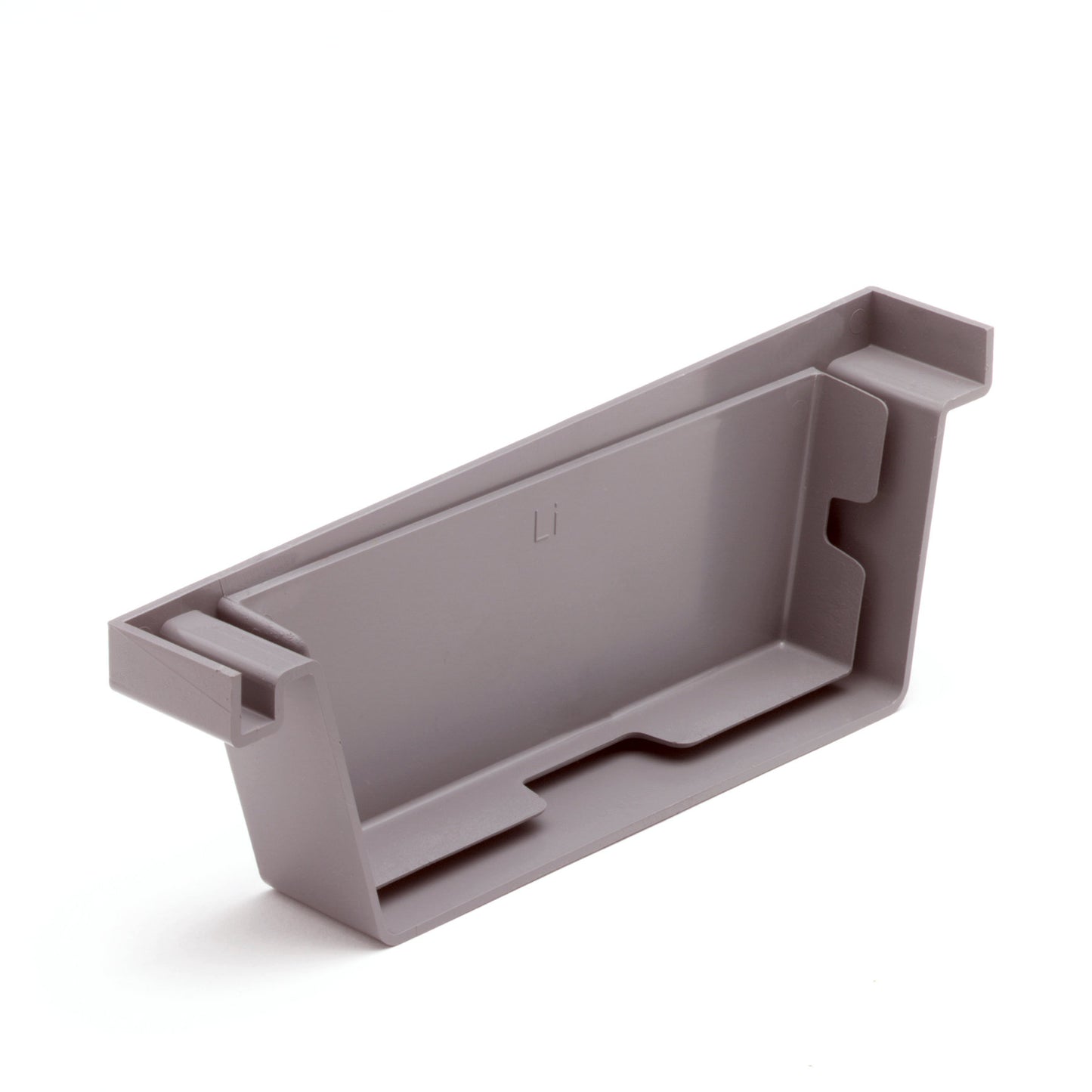S-lon end piece for box gutter, PVC, left, type 140, grey