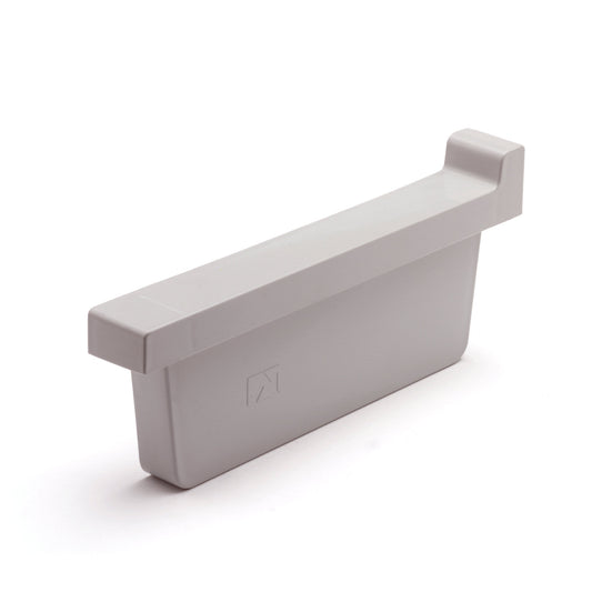 Rawinso end piece for box gutter, PP, light grey, RAL 7035, right, 170 mm
