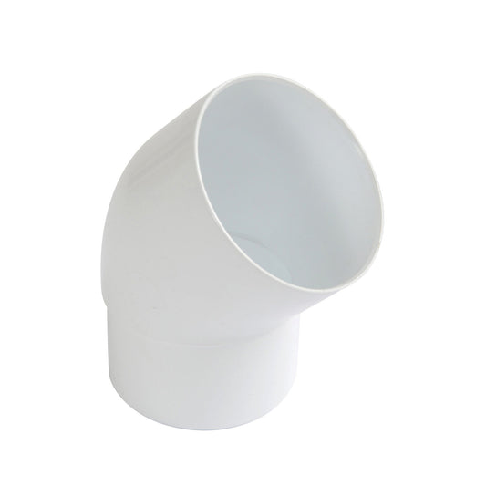 Nicoll Techtan rainwater bend 45°, PVC, internal glue x tapered spigot, white, RAL 9010, 80 mm