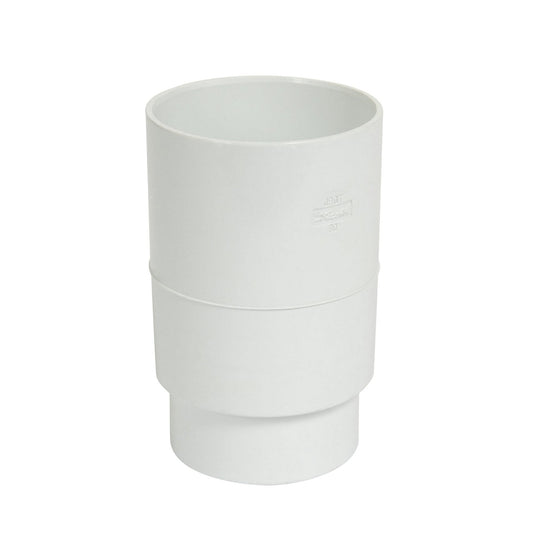 Nicoll Techtan extended rainwater socket, PVC, internal glue x tapered spigot, white, RAL 9010, 80mm