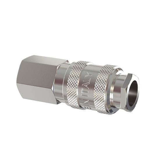 Quick coupling with female thread, chrome-plated brass, 3/8"