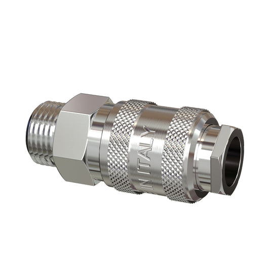 Quick coupling with male thread, chrome-plated brass, 3/8"