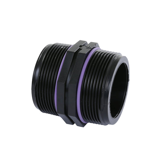 Self-Seal double nipple, PP, 2x male thread, 6 bar, 2" x 2"