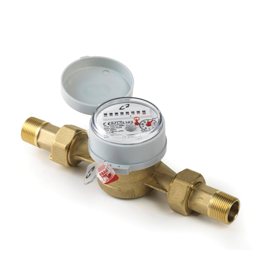 Water meter, type ALFA-SJ-SDC, ¾" L130, incl. couplings