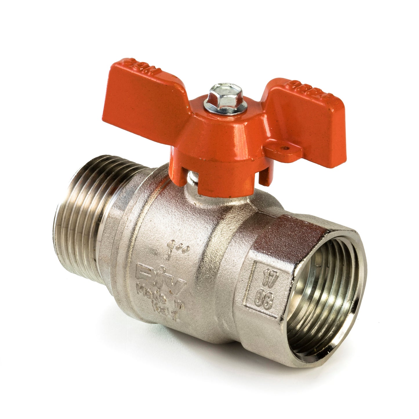 RIV ball valve, chrome-plated brass, male x female thread, type 4334, 32 bar, ¾"